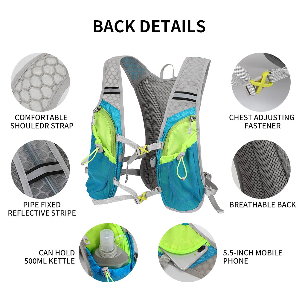 Water bag backpack, 1.5L water bag, 500ML for Running / Cycling / Trail running / Hiking / Marathon