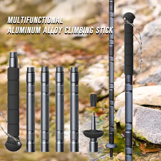 Trekking Pole Multifunctional Aluminum Walking Sticks New Folding Outdoor Camping Hiking Stick Adjustable Ultralight Alpenstock