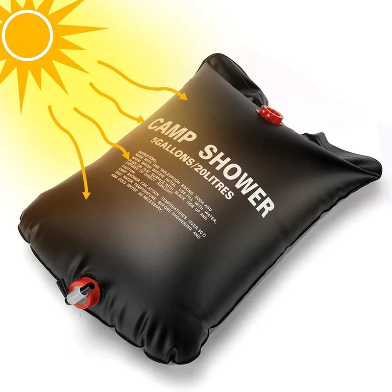 20L Camping Shower Bag Solar Energy Heated Portable Folding Outdoor Bath Bag Travel Hiking Climbing PVC Sports Water Storage Bag