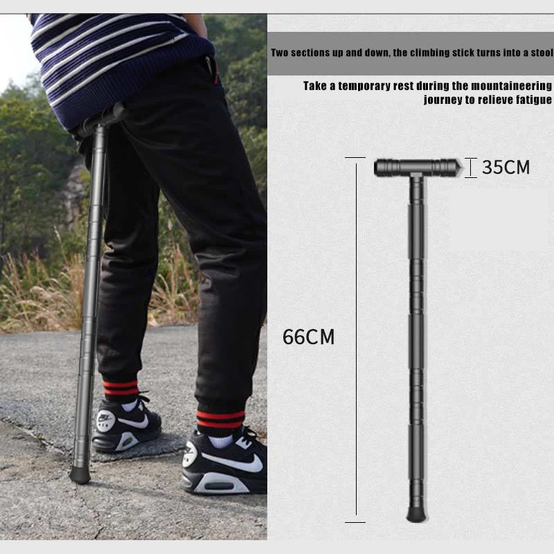 Mountaineering Climbing Stick Self Defense Stick Emergency T-shaped Camping Survival Tool Retractable Folding Stick / Pole