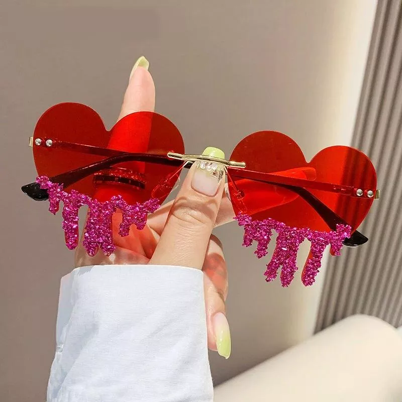 Heart Shaped Diamond Sunglasses Women Luxury Brand Rimless Sun Glasses Ladies Multicolor Rhinestone Eyewear Oculos De Sol Femini Heart Shaped Diamond Sunglasses Women Luxury Brand Rimless Sun Glasses Ladies Multicolor Rhinestone Eyewear Oculos De Sol Femini